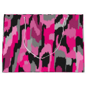 ピンクとブラックの抽象芸術プリント ラージペーパーバッグ (正面)