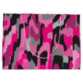 ピンクとブラックの抽象芸術プリント ラージペーパーバッグ (裏面)