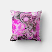 ピンクとブラックの抽象芸術流体アート クッション (正面)
