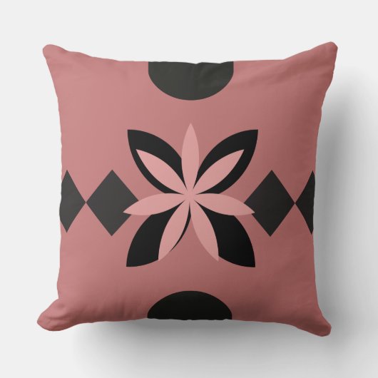ピンクとブラックの抽象芸術 クッション (正面)