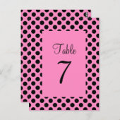 ピンクとブラックの水玉テーブルナンバー ポストカード (正面/裏面)