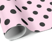 ピンクとブラックの水玉模様パターンのラッピング紙 ラッピングペーパー (ロールコーナー)