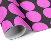 ピンクとブラックの水玉模様ラッピング紙 ラッピングペーパー (ロールコーナー)