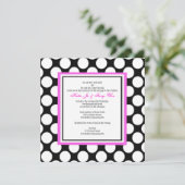 ピンクとブラックの水玉模様結婚式招待状 招待状 (スタンド正面)