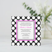 ピンクとブラックの水玉模様結婚式招待状 招待状 (スタンド正面)