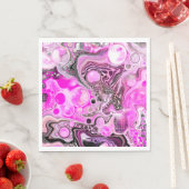 ピンクとブラックの流体アートの注絵画ぐエフェクト スタンダードランチョンナプキン (インサイチュ)