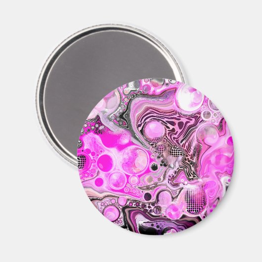 ピンクとブラックの流体アートの注絵画ぐエフェクト マグネット (正面/裏面)