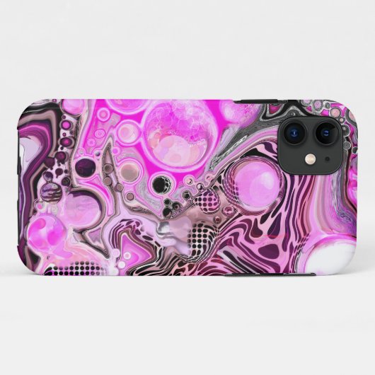 ピンクとブラックの流体アートの注絵画ぐエフェクト Case-Mate iPhoneケース (裏面(横))