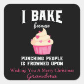 ピンクとブラックの焼き物 精霊が輝くクリスマス スクエアシール (正面)