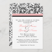 ピンクとブラックの結婚式招待状 招待状 (正面/裏面)