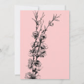 ピンクとブラックの花のブライダルシャワー 招待状 (裏面)