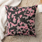 ピンクとブラックの迷彩柄 クッション (ブランケット)