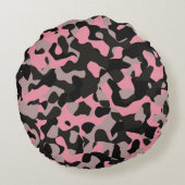 ピンクとブラックの迷彩柄 ラウンドクッション (裏面)