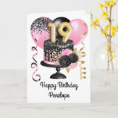 ピンクとブラックの金ゴールド19誕生日 カード (黄色い花)