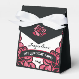 ピンクとブラックの門のあるバラのプリンセスの誕生日ギフト フェイバーボックス
