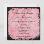 ピンクとブラックの鳥かご ラブバードの綿の招待状 招待状 (裏面)