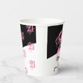 ピンクとブラックの21歳の誕生日 紙コップ (右)