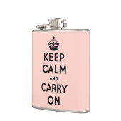 ピンクとブラックのKeep Calm And Carry On フラスク (左)