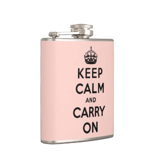 ピンクとブラックのKeep Calm And Carry On フラスク