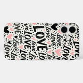 ピンクとブラックのLOVEとハート Case-Mate iPhoneケース (裏面 (横))