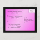 ピンクとブラックのR.S.V.Pポストカード インビテーションポストカード (裏面)