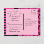 ピンクとブラックのR.S.V.P.カード インビテーションポストカード (裏面)