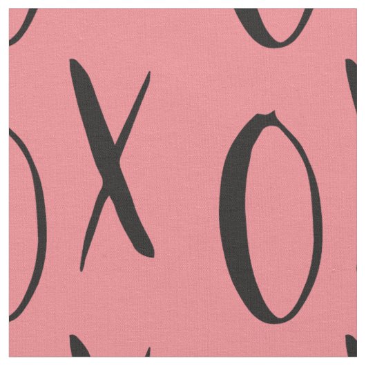 ピンクとブラックのXOXO ファブリック (クローズアップ)