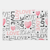 ピンクとブラックをハートで愛する キッチンタオル (横)