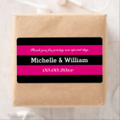 ピンクとブラックストライプの結婚ウォーターボトルのラベル ラベル (インサイチュ)