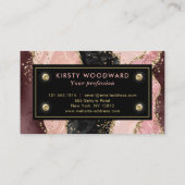 ピンクとブラックストーン、金ゴールドグリッター瑪瑙 名刺 (裏面)