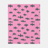 ピンクとブラックハロウィンこうもり フリースブランケット (正面)