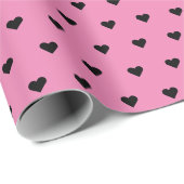 ピンクとブラックハート | オーダーメイド ラッピングペーパー (ロールコーナー)