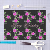 ピンクとブラックパターン（の模様が）ある 薄葉紙 (クラフト)