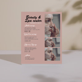 ピンクとブラックホワイト シンプル スパ ビューティー センター チラシ