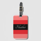 ピンクとブラックモノグラムの ラゲッジタグ (正面縦)