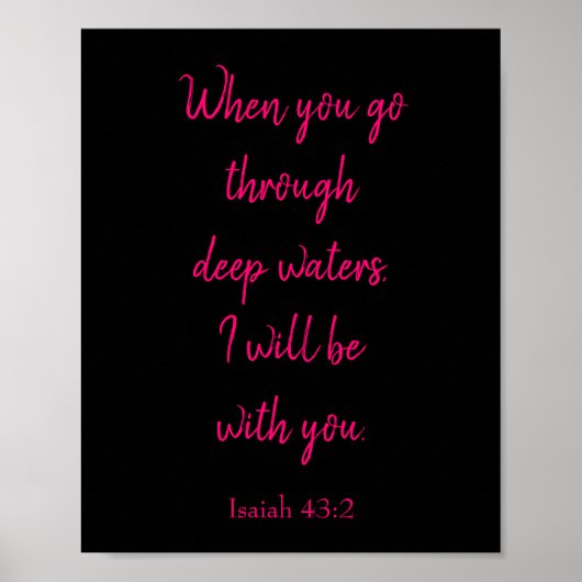 ピンクとブラック私はあなたと一緒になるバイブル引用文 ポスター (正面)