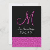 ピンクとブラック結婚パターン 招待状 (裏面)