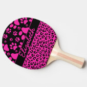 ピンクとブラック·レオパード·プリントと手パーソナライズされたすり 卓球ラケット (横)