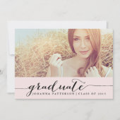 ピンクとブラック |手書き卒業招待状 招待状 (正面)