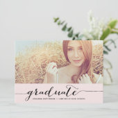 ピンクとブラック |手書き卒業招待状 招待状 (スタンド正面)