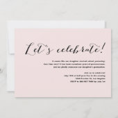 ピンクとブラック |手書き卒業招待状 招待状 (裏面)