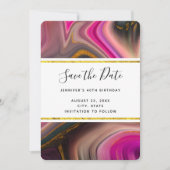 ピンクとブラック、金ゴールド渦巻き抽象芸術 セーブザデート (正面)