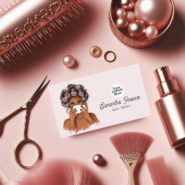 ピンクとブラッシュの色調が特徴的なアフリカ系アメリカ人向けヘアサロン 名刺