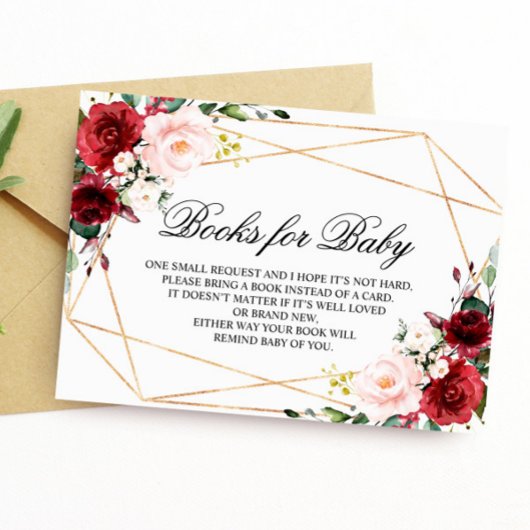 ピンクとブルゴーニュのバラブックベビーエンクロージャカード エンクロージャーカード