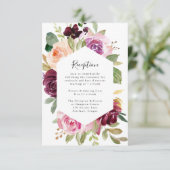 ピンクとブルゴーニュのフローラウェディングレセプションカード 出欠カード (スタンド正面)