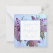 ピンクとブルゴーニュのフローラタイニーサンキュー ノートカード (裏面)