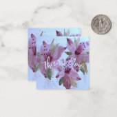 ピンクとブルゴーニュのフローラタイニーサンキュー ノートカード (正面/裏面インサイチュ)