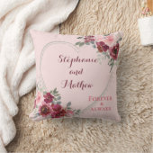 ピンクとブルゴーニュのフローラパーソナライズされたハート クッション (ブランケット)
