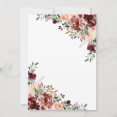 ピンクとブルゴーニュのフローラブライダルシャワーへの招待 招待状 (裏面)