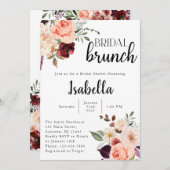 ピンクとブルゴーニュのフローラブライダルシャワーへの招待 招待状 (正面/裏面)